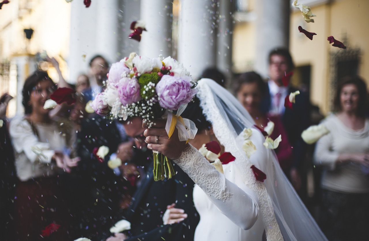 wedding, couple, flower wallpaper