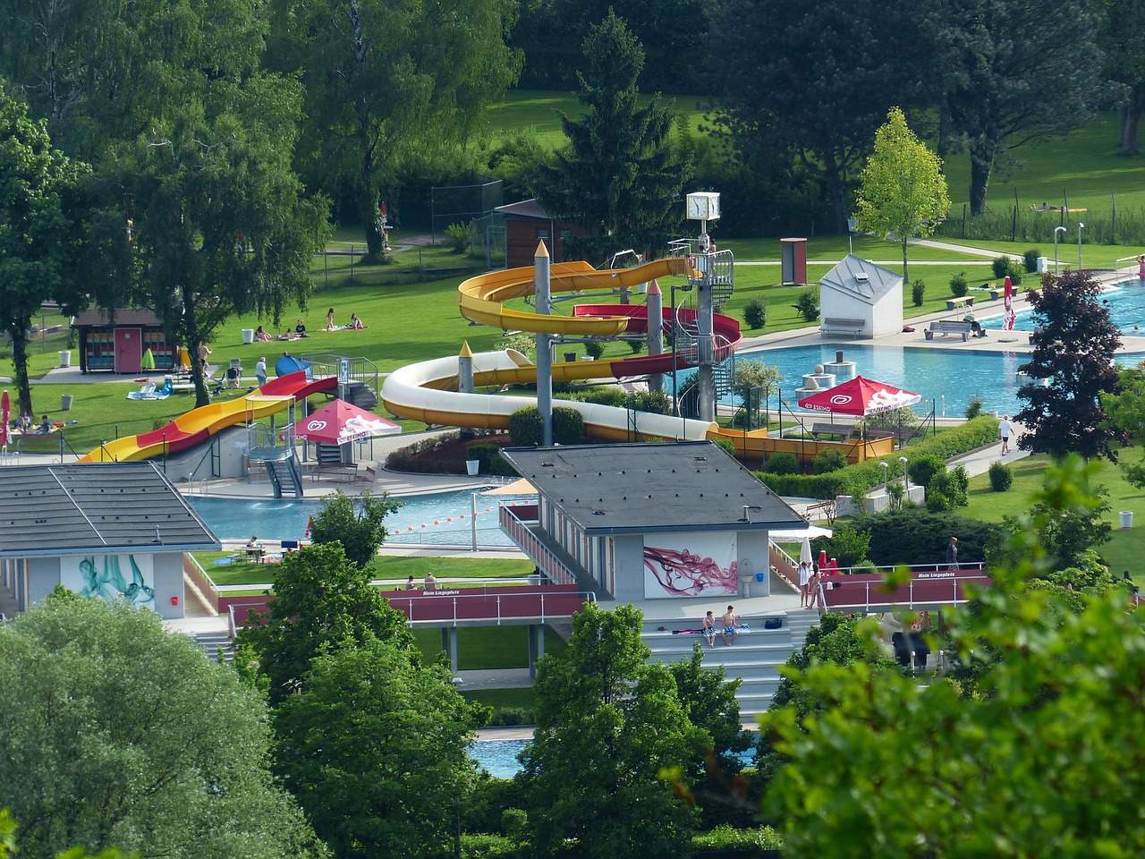 waterslide, nature, leisure pool