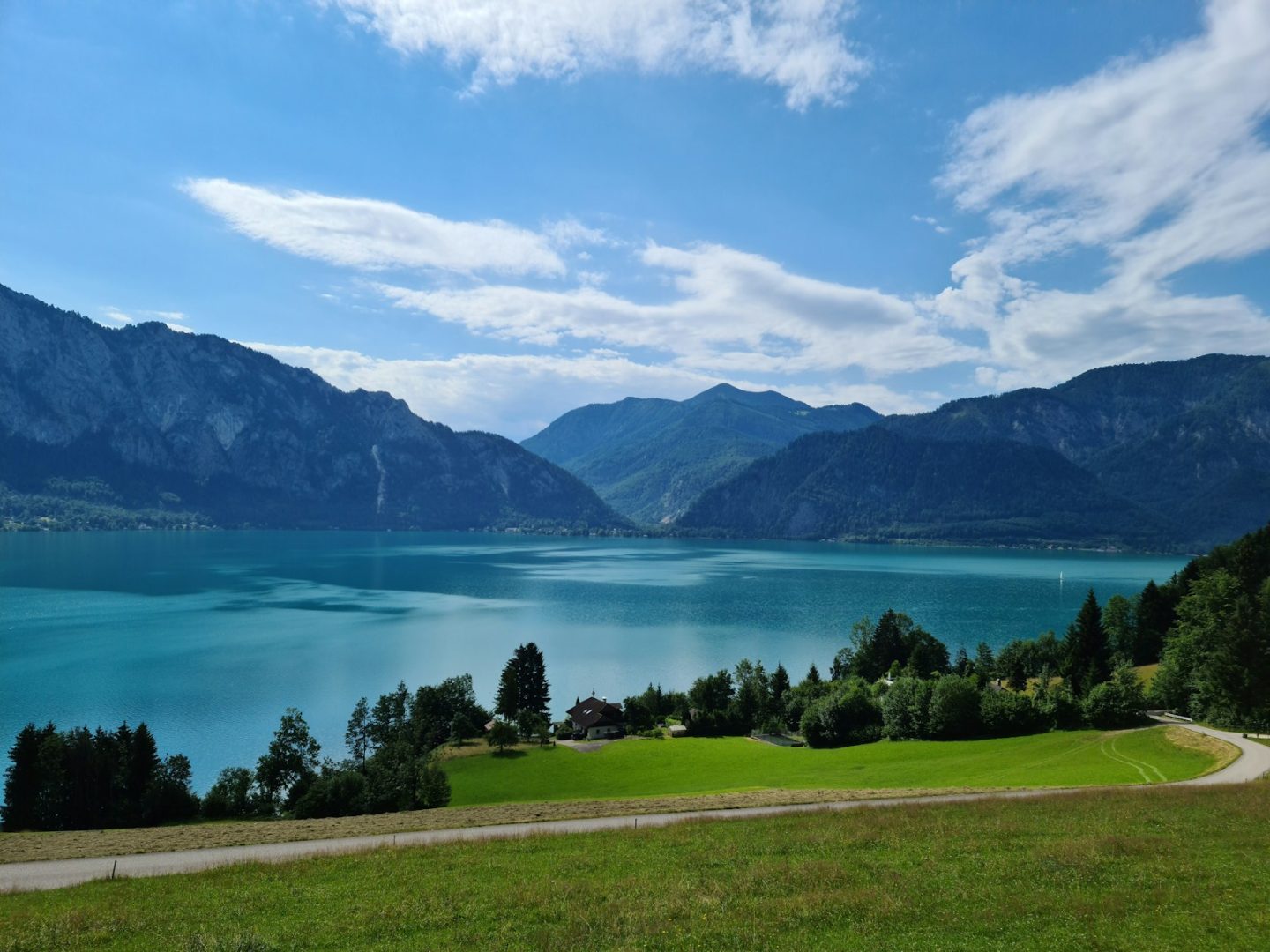 a lake surrounded by mountains