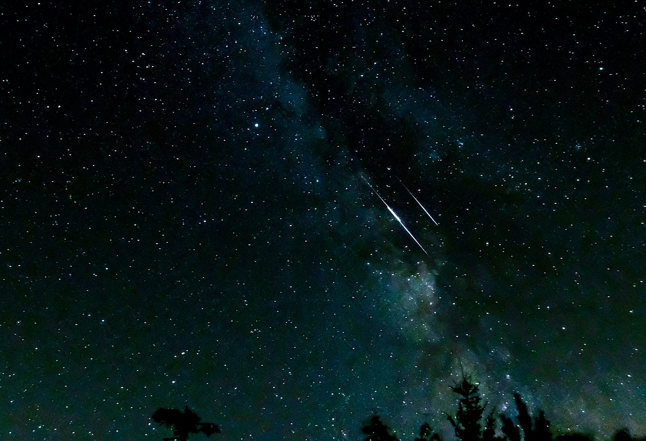 shooting stars, milky way, night