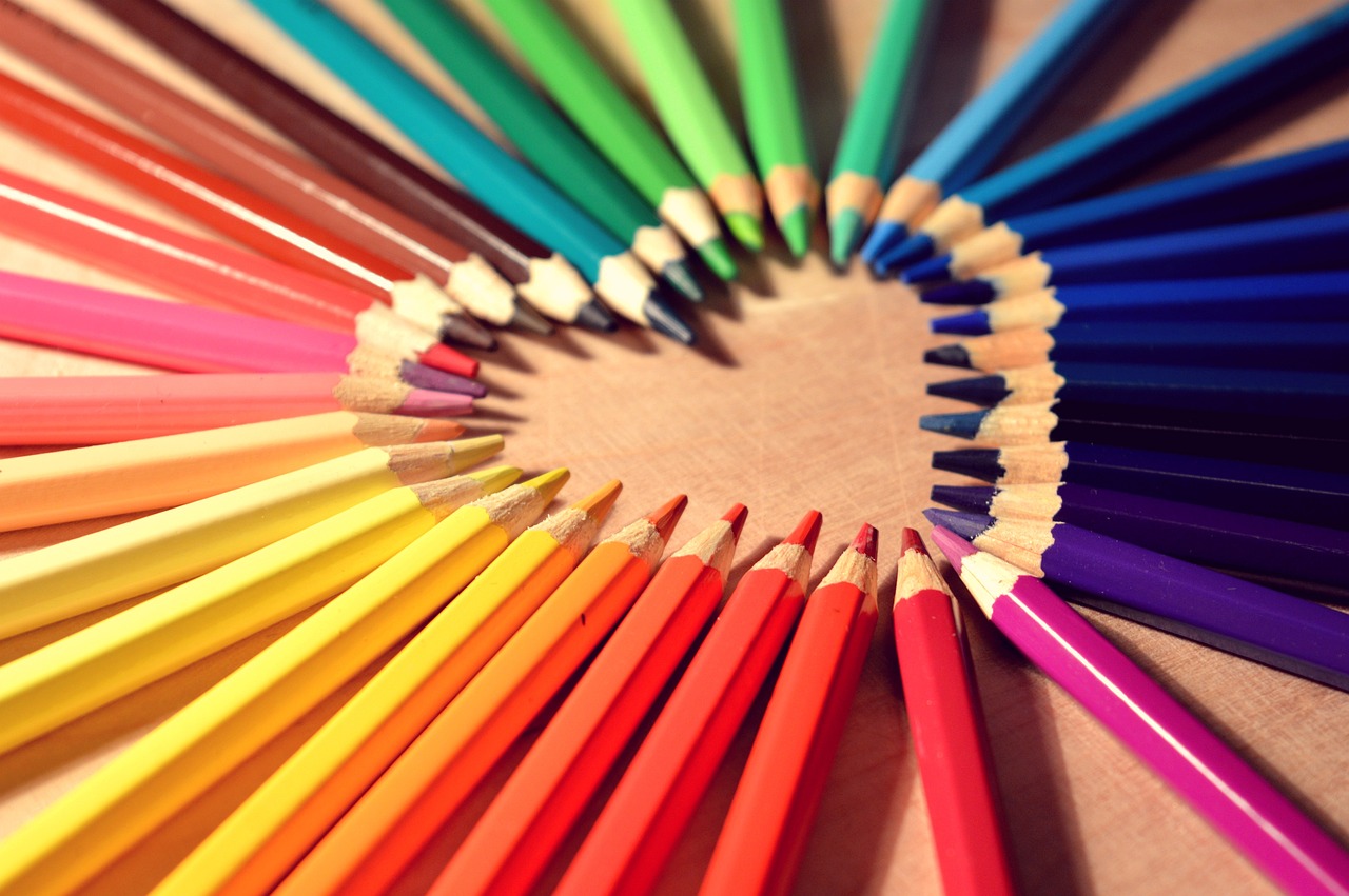 crayons, heart, love